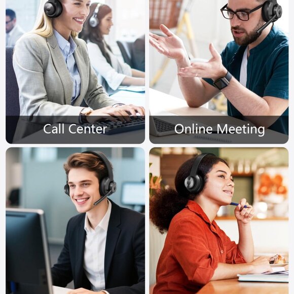 Wireless Headset with Mic for Work, Bluetooth 5.4 Office Headset with Al Noise C - Picture 9 of 9
